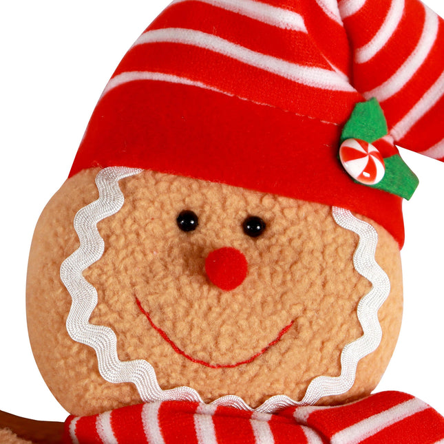 Gingerbread Man and Star with Lights Christmas Tree Topper Decorations,Unique Funny Xmas Plush Stuffed Candy Hat Gingerbread Hugger Decor and Battery Operated Colorful Star Tree Ornaments