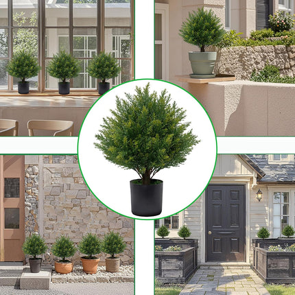 Artificial Topiary Ball Tree 19''T Artificial Little Bush Ball Tree UV Resistant Shrub Potted Artificial Plant for Outdoor Indoor Front Porch Garden