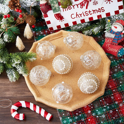 12CT Christmas Ball Ornaments Champagne Shatterproof Clear Large Plastic Christmas Tree Decoration, Delicate Hanging Ornaments for Xmas Party, Wedding, Holiday and Home Décor(70mm/2.76")