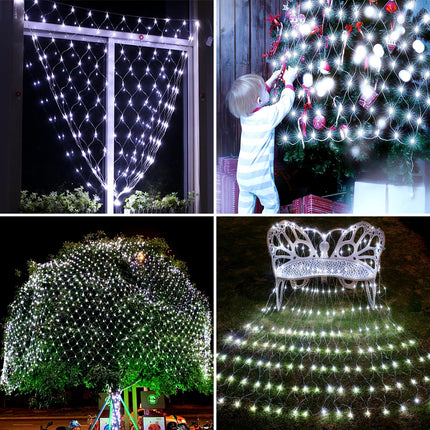 Solar Net Lights Outdoor, 6.6 Ft x 9.8 Ft 192 LEDs Mesh Fairy Lights with 8 Modes, Remote Control Mesh Fairy Lights, Waterproof Fairy Net Lights for Xmas Tree Lawn Bushes Fence Wall