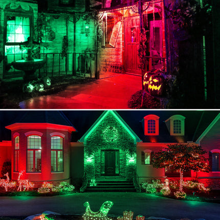 PAR38 Red Green LED Lights for Outside [Christmas Combo], 150W Flood Light Bulbs Equivalent, 15W 1200LM, Colored Outdoor Flood Light Bulb, E26 Base Not-dim for Christmas, Halloween, 2 Pack
