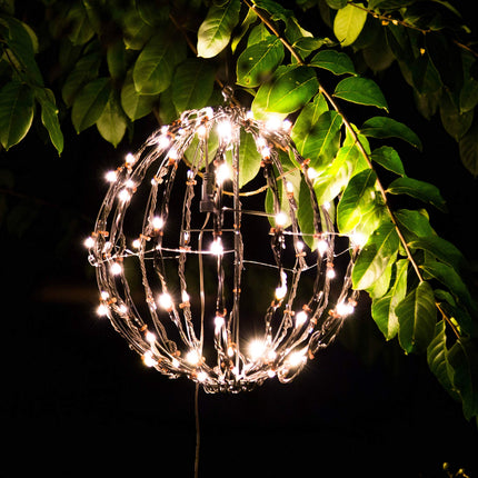 Elf Logic 12” Outdoor/Indoor LED Christmas Light Ball with Automatic Timer. Durable, Waterproof, Long-Lasting, Lightweight Bright Light Ball. Warm LED Lights for Holiday Decor, Patio, Wedding Decor