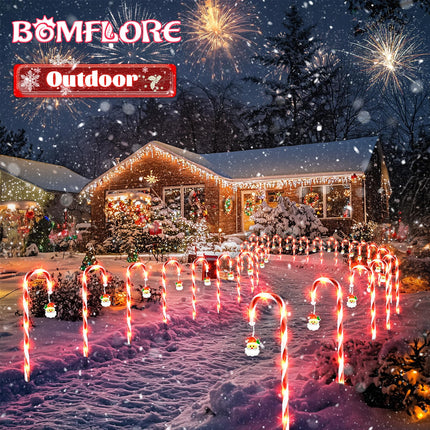 Solar Christmas Lights Outdoor Decorations: Candy Cane Light Waterproof for Yard Decorative Outside - Santa Claus Pathway Stake Lighting Patio Garden Path Street Decor 12 Pack
