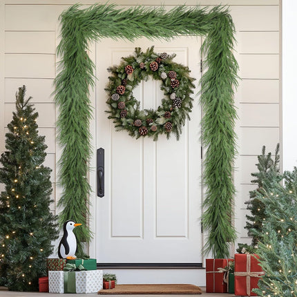 6ft Artificial Christmas Garland, Greenery Norfolk Pine Garland, Real Touch Christmas Garland for Mantle, Table, Fireplace, Indoor, Outdoor Christmas Decoration