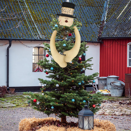 Believe Snowman Christmas Tree Topper Primitive Style Large Snowman Treetop Decorations for Tree Ornament Holiday Festival Home Supplies Winter Christmas Party Decoration