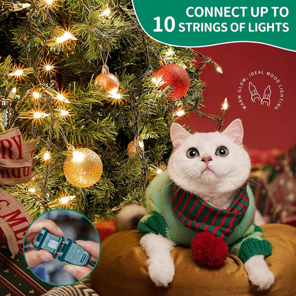 HEYFUNi Clear Christmas Lights 50Count 13Feet White Christmas Tree Lights Set, Incandescent Bulb Mini String Lights for Indoor Outdoor Tree Party Weeding Home Xmas Holiday Decorations,Green Wire