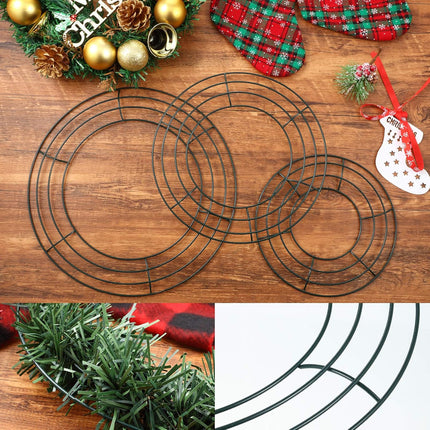 12 Pieces Metal Wreath Frame Dark Green Wire Round Wreath Rings Wire Wreath Frame for Christmas Year Party Home Decor DIY Crafts Supplies (12 Inch)