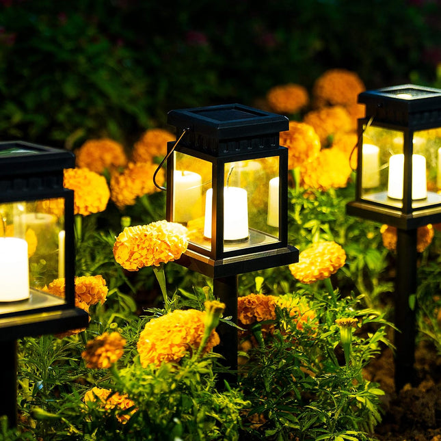 Solpex Solar Pathway Lights 8 Pack Led Outdoor Hanging Lanterns Solar Lights With Stake For Walkway, Ip64 Waterproof Decorative