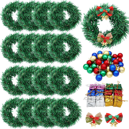 Hotop 12 Pack Christmas Greenery Garland with 84 Pieces Christmas Ball Bow Decor Artificial Pine Garland with Ornaments Greenery Holiday Decor for Stair Fireplace Home Wedding Party Outdoor Indoor