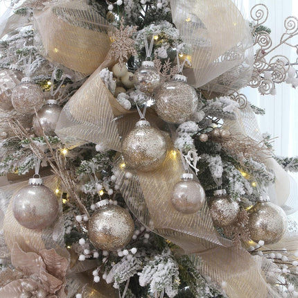 Sea Team 70mm/2.76" Shatterproof Clear Plastic Christmas Ball Ornaments, Transparent, See-Through, Crystal Baubles, Bulbs with Stuffed Delicate Decorations for Xmas Tree (30 Counts, Champagne)