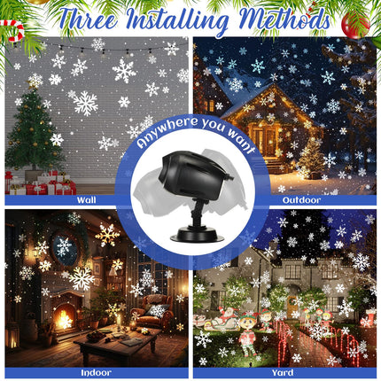 4 Pcs Christmas Snowflake Projector Lights Outdoor Waterproof Highlight Rotating LED Snow Lights with Remote Control for Xmas Holiday Party Garden Landscape Home Decoration