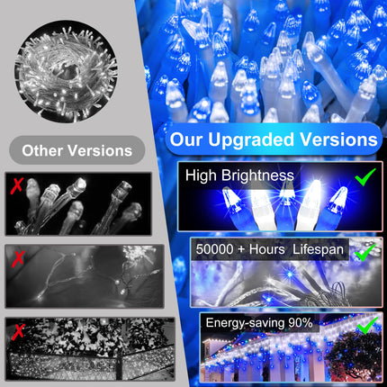 792 LED Christmas Lights with 176 Drops, 82ft 8 Modes Fairy Hanging String Lights with Time Waterproof, Plug-in Christmas String Lights for Holiday Wedding Party Christmas Decorations Blue & CoolWhite