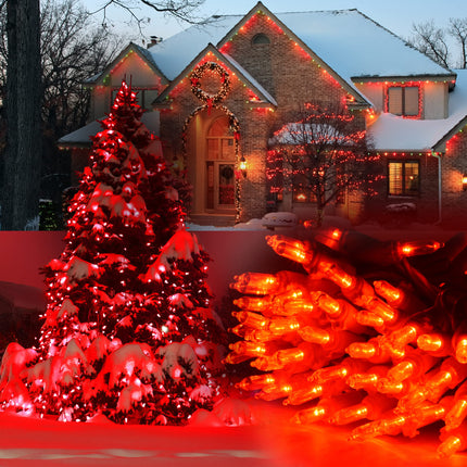 Holiday Essence 100 LED Red Christmas, White Wire 26.9 Feet Long String Lights Set for Outdoor/Indoor Décor, Valentines Day, Wedding, Halloween, Christmas Tree, Lighting Decorations, UL