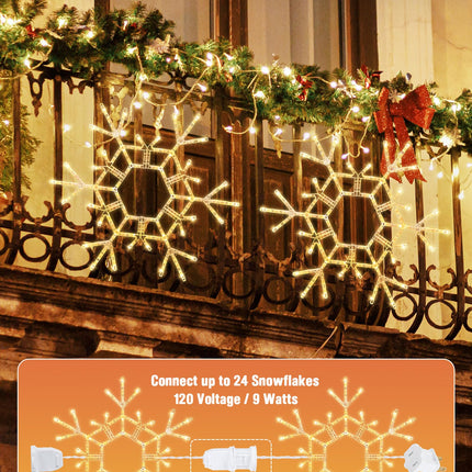Brightown Christmas Snowflake Lights Outdoor, 108 LED 36" Folding Big Snowflake Hanging Lights, Waterproof Christmas Decorations Window Lights for Indoor House Porch Eave Pergola, Warm White