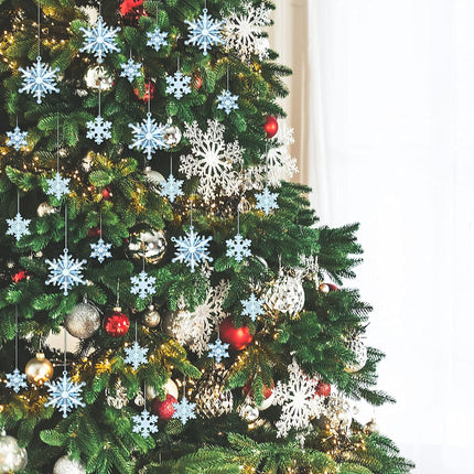 Dilunave 40 Pieces Christmas Snowflake Ornaments Christmas Tree Decorations Acrylic Crystal Snowflakes Christmas Snowflakes Decorations Snowflake Winter Xmas Ornament for Christmas Tree(Blue)