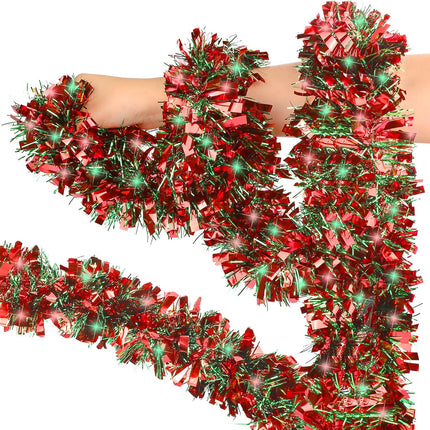 59 Feet Christmas Tinsel Garland Metallic Christmas Tree Garland Glitter Tinsel Twist Hanging for Christmas Tree Decorations, Indoor and Outdoor Christmas Garland Decorations(Red Green)