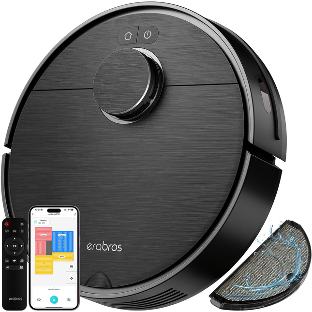 Robot Vacuum And Mop Lidar Navigation With Home Mapping, Tangle , Automatic Recharge, Forbidden Zones, Appremotevoice Control, Schedule Cleaning, Pet Hair, Hard Floor And Carpet, Ls1