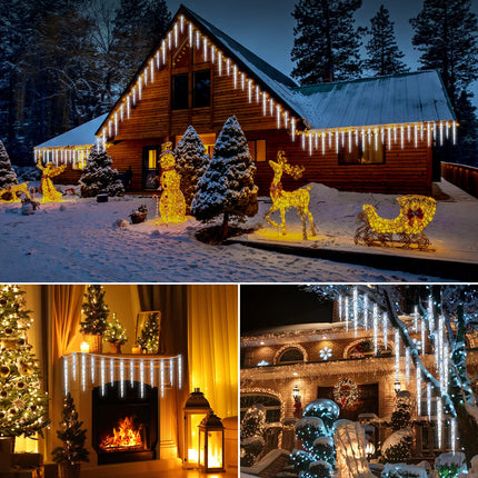 Icicle Lights Outdoor 29.42ft with Remote - 20 Tubes 100 LED Icicle Christmas Lights, Waterproof Icicle Indoor Lights for Tree Patio Roof Holiday Decor, Cool White