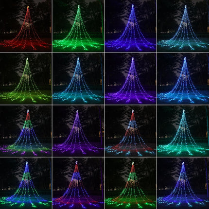 Flacchi Christmas Lights Outdoor with ‎Remote -16.7Ft 504 LED Waterfall Tree Decoration Lights RGB Star String Lights for Tree Yard Exterior Wall Housetop Window Holiday Decor
