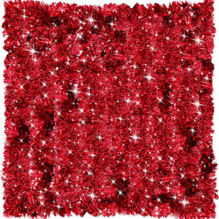 [ 4 String Total 28 Ft ] Valentines Day Red Tinsel Garlands Valentines Red Tree Garland Thick Thin Metallic Streamers Xmas Garland Christmas Decor Home Indoor Outdoor Party Supplies, Each 7Ft by 3.5"