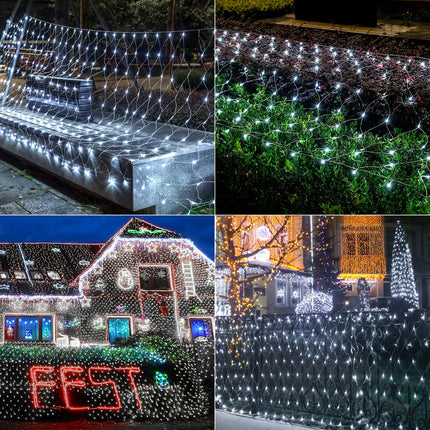 HEYFUNi Net Mesh Waterproof String Lights,360LED 13ft x 5ft Christmas Net Lights, 8 Modes,Connectable for Indoor Outdoor, Curtain,Garden,Christmas Tree, Bush, Party, Holiday, Wall Decor (White)