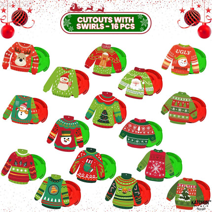 KatchOn, Ugly Sweater Christmas Hanging Decorations - Pack of 30, No DIY Ugly Sweater Party Decorations Hanging Christmas Decorations for Christmas Party Decorations Merry Christmas Decorations