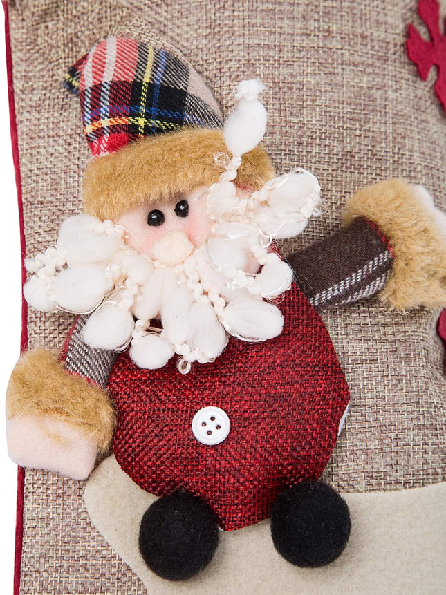 Sunnyglade 3PCS 17.5" Christmas Stocking Classic Large Stockings Santa, Snowman, Reindeer Xmas Character for Family Holiday Christmas Party Decorations