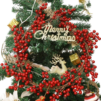 Greentime Christmas Red Berry Garland, Artificial Burgundy Red Pip Berry Artificial Berry Garland for Indoor Outdoor Hone Decoration for Winter Christmas Holiday Year Decor