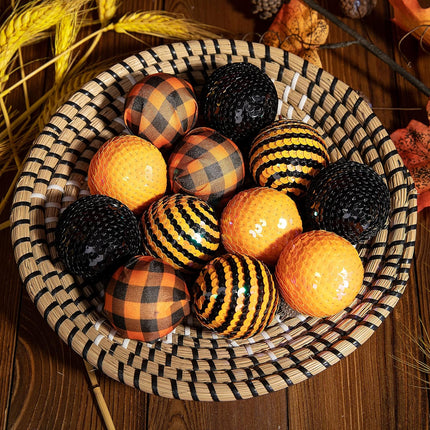 12pcs Halloween Ball Ornaments - 1.96" Halloween Sequin Hanging Ball - Scary Halloween Theme Hanging Balls for Halloween Wreath Ornaments and Party Decoration