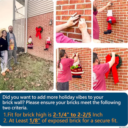 Brick Hook Clips (4 Pack) - Require More Than 1/8” Brick Wall Cement Gap Fits 2-1/4 to 2-2/5 Inch Bricks Outdoor Brick Hangers Wall Clips for Hanging - Mounting to Brick Without Drilling