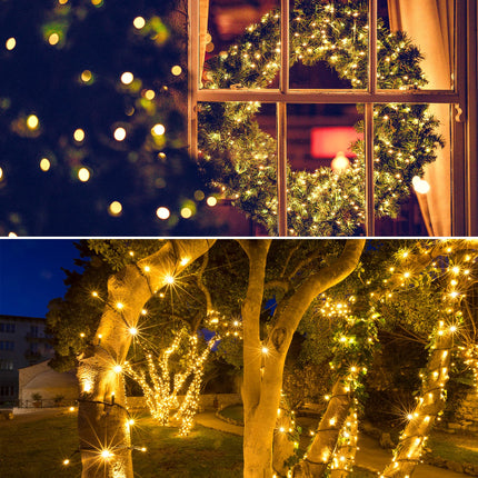 Solar String Lights for Outside, 39Ft 100 LED Solar String Lights Outdoor with 8 Modes ，Solar Christmas Lights Outdoor Waterproof for Yard, Fence,Balcony, Party,Christmas Tree Decorations (Warm White)