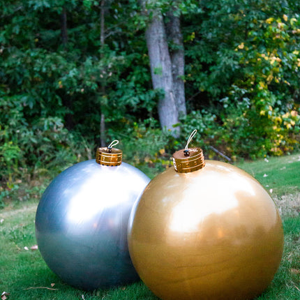 Elf Logic 24” Yardament - Large Inflatable Oversized Christmas Ornament - Outdoor Christmas Decoration - Use as Festive Christmas Yard Decoration (Silver)
