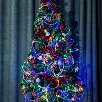 Battery Rope Lights Outdoor Waterproof,100 LED 33ft Garden Lights with 8 Modes, Waterproof Led Rope Lights for Christmas Xmas Bedroom Patio Garden Yard Tree Wedding and Holiday Decor