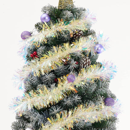 26.2 Feet Iridescent White Holiday Tinsel Garland for Christmas, Birthday, Weddings, Party Decorations, Xmas Foil Tinsel Garland for All-Season Home Indoor Outdoor Party Supplies(Iridescent White)