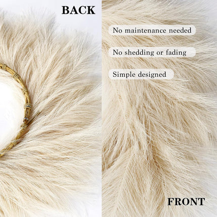 Sggvecsy Pampas Grass Wreath 26’’ Faux Pampas Wreath for All Seasons Artificial Pampas Wreath Christmas Decor Boho Wall Decor for Front Door Farmhouse Fall Autumn Xmas Spring Wreath Decoration (Biege)