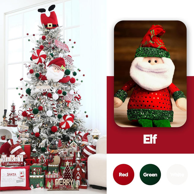 Sea Team 25-Pack Flocked Velvet Christmas Tree Ball Ornaments Set, Decorative Hanging Baubles, Shatterproof Plastic Decorations for Xmas Tree, Wreath, Garland, 60mm/2.36 Inches, Elf