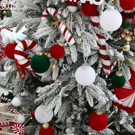 Sea Team 25-Pack Flocked Velvet Christmas Tree Ball Ornaments Set, Decorative Hanging Baubles, Shatterproof Plastic Decorations for Xmas Tree, Wreath, Garland, 60mm/2.36 Inches, Elf