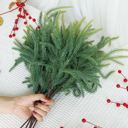 12 PCS Norfolk Pine Stems 18 Inch Christmas Norfolk Pine Branches Artificial Christmas Stems Faux Christmas Greenery for Xmas Norfolk Pine Garland Wreath Christmas Tree Home Decor
