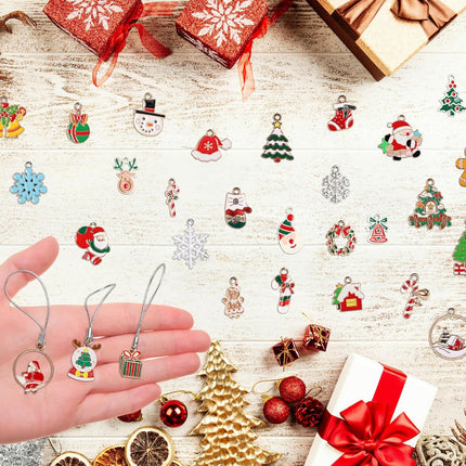 Edenseelake 30 Pcs Mini Christmas Ornament, Small Resin Metal Haning Christmas Ornaments with String for Christmas Tree Decoration