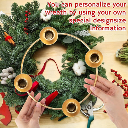 6 Pieces Christmas Advent Wreath Ring Advent Ring Candle Holder Gold Candle Wreaths Rings Xmas Metal Wrought Iron Candlestick Taper Metal Candle Holder for Christmas Advent Home Table Decorations