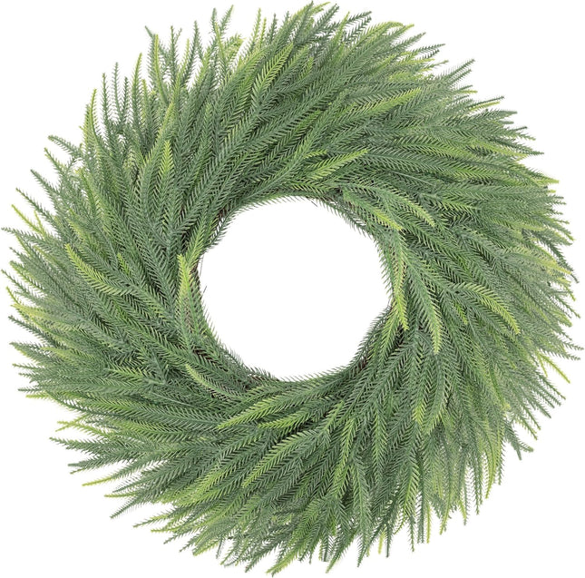 26 Inch Christmas Wreath for Front Door Real Touch Norfolk Pine Christmas Wreath Xmas Green Wreath Decoration Winter Wreath for Home Wall Fireplace Window Indoor Outdoor