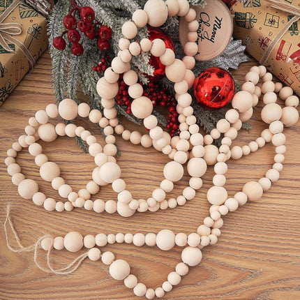 10 Feet Wooden Beaded Garland Rustic Farmhouse Decor Wood Bead Garland Christmas Tree Garland Boho Decoration