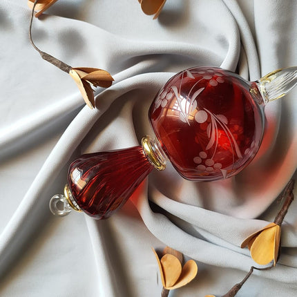 The phoenix Red Glass Christmas Tree Topper ornament Ribbed Glass decoration ideas for Christmas Christmas decorative for living room hanging ornaments