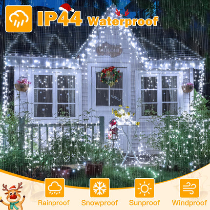 Ollny Icicle Lights for Outside 720LED 60FT, Cool White Christmas Lights with Remote 8 Modes Dimmable, Waterproof Connectable Timer Hanging Lights for House Outdoor Yard Indoor Decorations