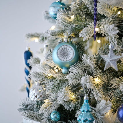 Valery Madelyn Christmas Ornaments Set, 100ct Navy Blue and Silver Shatterproof Christmas Tree Decorations Ball Ornaments Bulk, Winter Wonderland Hanging Ornaments for Xmas Trees Holiday Decor