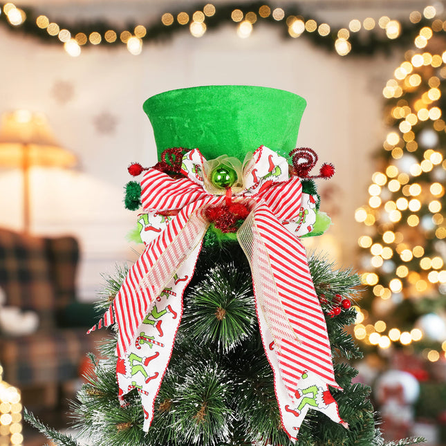Grinch Christmas Tree Topper - Hand Made Tree Decoration Grinch Tree Topper