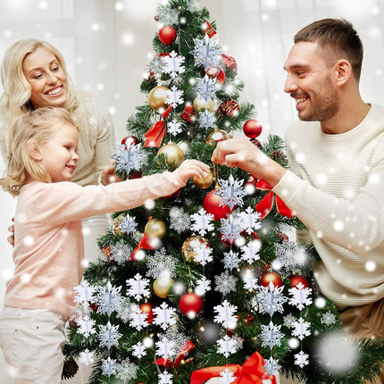 42 Pieces Winter Christmas Party Decorations 3D Snowflake Hanging Decoration Set 3D Hanging Snowflake Decoration Pendant for Christmas Winter Party Year Home Decoration