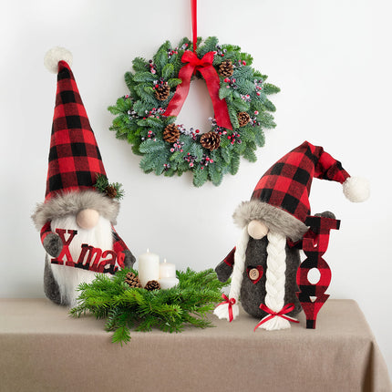 D-FantiX Christmas Gnomes Decorations, 2 Pack Handmade Tomte Swedish Gnome Scandinavian Figurine Nordic Large Gnomes Plush Christmas Elf Doll Xmas Joy Decor Ornaments Home Decor Valentines Day