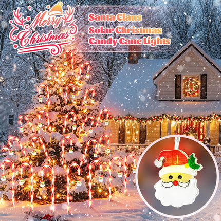 Solar Christmas Lights Outdoor Decorations: Candy Cane Light Waterproof for Yard Outside Decor - Santa Claus Xmas Garden Lighted Tree Pathway Lawn Patio House Decorative 12Pack