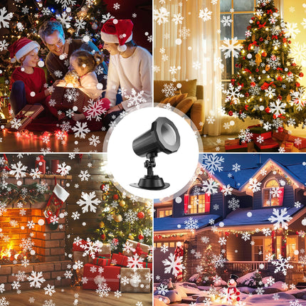 Snowflake Christmas Projector Lights Outdoor, Single-Head Dynamic Snowfall Projection Light, Waterproof Xmas Decoration Lighting for Wall Patio Yard Indoor Wall